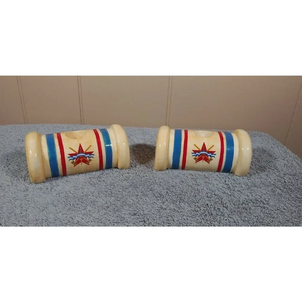 Department 56 Celebrate Summer Games Croquet Mallet Head Candlestick Holders - Picture 2 of 3